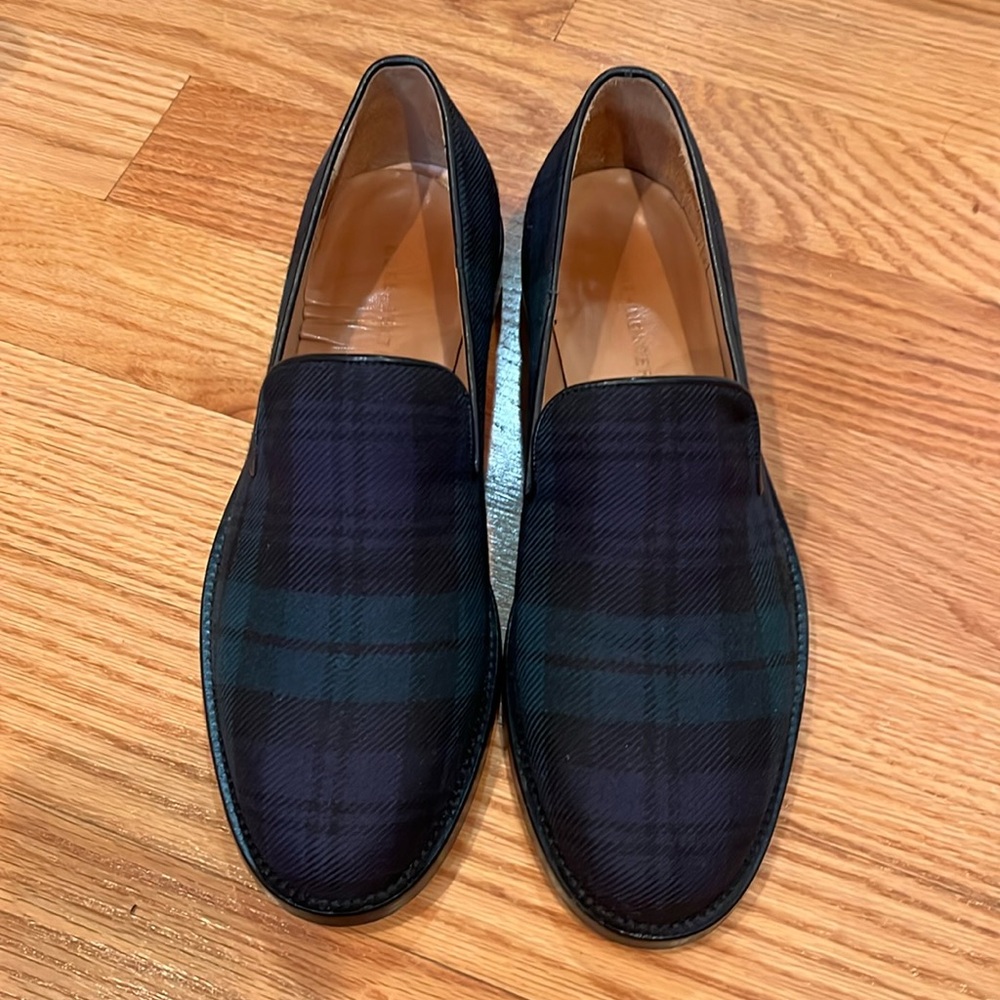 Men’s Duke & Dexter Navy & Green Tartan Loafers Size 11